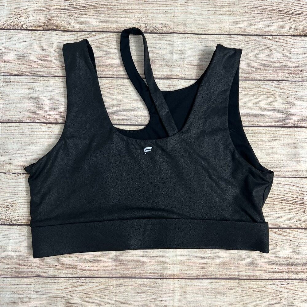 Fabletics Black Asymmetrical Strap Sports Bra Medium Support Size‎ Large